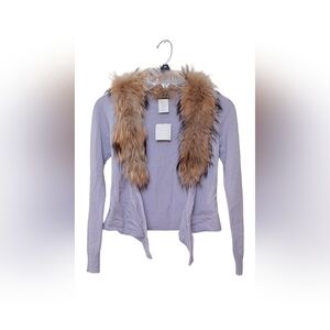 Vintage bebe Real Fur Cardigan Penny Lane Sweater Lavender Phoebe Bratz Y2K NEW